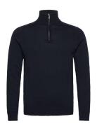 Bs Knud Regular Fit Knitwear Tops Knitwear Half Zip Jumpers Navy Bruun & Stengade