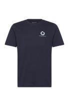 Regular Fit Single Jersey Wave Ches Tops T-Kortærmet Skjorte Navy Knowledge Cotton Apparel