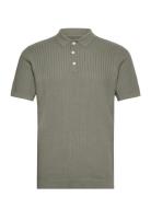 Cfkarl Structured Knit Polo Tops Knitwear Short Sleeve Knitted Polos Green Casual Friday