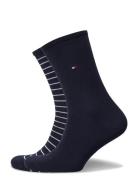 Th Women Sock 2P Small Stripe Lingerie Socks Regular Socks Blue Tommy Hilfiger