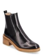 Bootie - Block Heel - With Zippe Shoes Boots Ankle Boots Ankle Boots With Heel Black ANGULUS