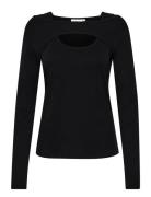 Jillkb Cut Out Tee Tops T-shirts & Tops Long-sleeved Black Karen By Simonsen