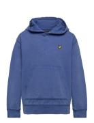 Over D Acid Wash Lb Oth Hoodie Tops Sweatshirts & Hoodies Hoodies Blue Lyle & Scott Junior