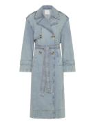 Double Breasted Denim Trench Trenchcoat Frakke Blue Mango