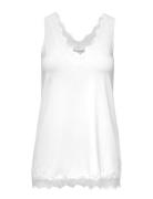 Rwbillie Sl Lace V-Neck Top Tops T-shirts & Tops Sleeveless White Rosemunde