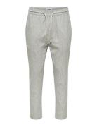 Onslinus Crop 0136 Stripe Linen Pant Bottoms Trousers Casual Beige ONLY & SONS