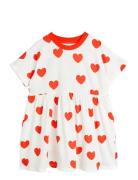 Hearts Aop Ss Dress Dresses & Skirts Dresses Casual Dresses Short-sleeved Casual Dresses White Mini Rodini