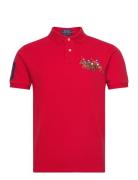 Custom Slim Fit Triple-Pony Polo Shirt Tops Polos Short-sleeved Red Polo Ralph Lauren