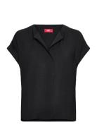 Women Blouses Woven Short Sleeve Tops Blouses Short-sleeved Black Esprit Collection