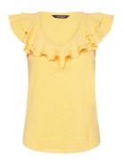 Ruffle-Trim Slub Jersey Sleeveless Tee Tops T-shirts & Tops Sleeveless Yellow Lauren Ralph Lauren