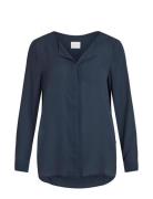 Vilucy L/S Shirt - Noos Tops Blouses Long-sleeved Blue Vila