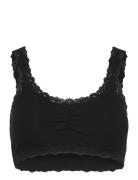 Silk Bralette W/ Lace Lingerie Bras & Tops Soft Bras Bralette Black Rosemunde