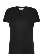 Mschfenya Modal V Neck Tee Tops T-shirts & Tops Short-sleeved Black MSCH Copenhagen