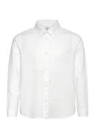 Shirt Linen Blend Tops Shirts Long-sleeved Shirts White Lindex