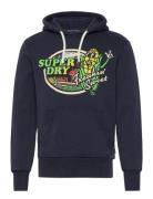 Neon Travel Graphic Loose Hood Tops Sweatshirts & Hoodies Hoodies Navy Superdry