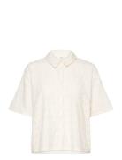 Objfeodora 2/4 Sleeve Shirt Div Tops Shirts Short-sleeved Cream Object