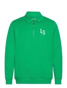 Ls Logo Quarter Zip Sweatshirt Sport Sweatshirts & Hoodies Sweatshirts Green Lyle & Scott Sport