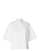 Slfagnese 2/4 Cropped Pearl Shirt B Tops Shirts Short-sleeved White Selected Femme