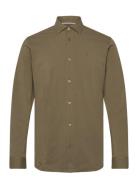 Clean Formal Stretch Shirt L/S Tops Shirts Business Khaki Green Clean Cut Copenhagen