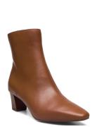 Willa Burnished Leather Bootie Shoes Boots Ankle Boots Ankle Boots With Heel Brown Lauren Ralph Lauren