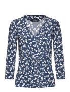 Floral Stretch Jersey Top Tops T-shirts & Tops Long-sleeved Blue Lauren Ralph Lauren