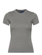 Ribbed Cotton Tee Tops T-shirts & Tops Short-sleeved Grey Polo Ralph Lauren