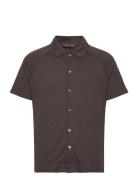 Albin Reg Shirt S-S Designers Shirts Short-sleeved Brown Oscar Jacobson