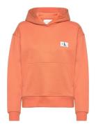 Woven Label Hoodie Tops Sweatshirts & Hoodies Hoodies Orange Calvin Klein Jeans