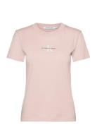 Monologo Slim Tee Tops T-shirts & Tops Short-sleeved Pink Calvin Klein Jeans