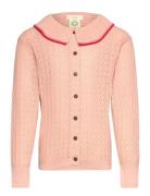 Pointelle Knitted Cable Cardigan W. Collar Tops Knitwear Cardigans Pink Copenhagen Colors