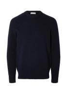 Slhrai Ls Knit Crew Neck Noos Tops Knitwear Round Necks Navy Selected Homme