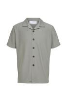 Slhloose-Plisse Resort Ss Shirt Ex Tops Shirts Short-sleeved Grey Selected Homme