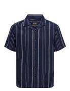 Onstrev Life Reg Ss Struc Stripe Shirt Tops Shirts Short-sleeved Navy ONLY & SONS