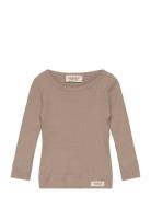 Plain Tee Ls Tops T-shirts Long-sleeved T-Skjorte Brown MarMar Copenhagen