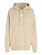 Woven Label Over D Hoodie Tops Sweatshirts & Hoodies Hoodies Beige Calvin Klein Jeans