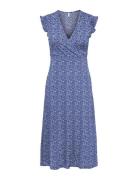 Onlmay Life S/L Wrap Midi Dress Jrs Noos Knælang Kjole Blue ONLY