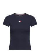 Tjw Slim Badge Rib Tee Tops T-shirts & Tops Short-sleeved Navy Tommy Jeans