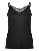 Top With Lace, Lenzing™ Ecovero™ Tops T-shirts & Tops Sleeveless Black Esprit Collection