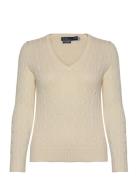 Cable-Knit Cotton V-Neck Sweater Tops Knitwear Jumpers Cream Polo Ralph Lauren