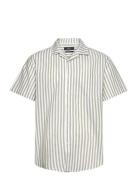 Giles Bowling Striped Shirt S/S Tops Shirts Short-sleeved Green Clean Cut Copenhagen