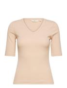 Ludmilla Ss Tee Gots Tops T-shirts & Tops Short-sleeved Beige Basic Apparel