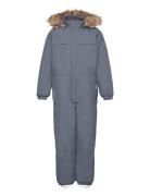 Coverall W. Fake Fur Outerwear Coveralls Snow-ski Coveralls & Sets Blue Color Kids