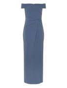 Crepe Off-The-Shoulder Gown Maxikjole Festkjole Blue Lauren Ralph Lauren