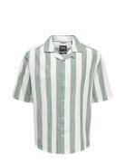 Onstes Rlx Ctn Slub Stripe Ss Shirt Tops Shirts Short-sleeved Green ONLY & SONS