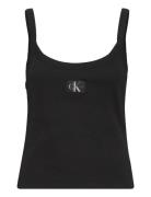 Woven Label Rib Tank Tops T-shirts & Tops Sleeveless Black Calvin Klein Jeans