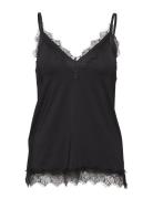 Rwbillie Lace Strap Top Tops T-shirts & Tops Sleeveless Black Rosemunde