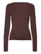 Vmevie Ls V-Neck Pullover Ga Noos Tops Knitwear Jumpers Brown Vero Moda