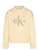 Monologo Sweater Tops Knitwear Pullovers Yellow Calvin Klein