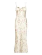 Gathered Bust Midi Strap Dress Knælang Kjole Multi/patterned Gina Tricot