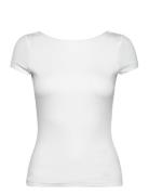 Soft Touch Low Back Top Tops T-shirts & Tops Short-sleeved White Gina Tricot